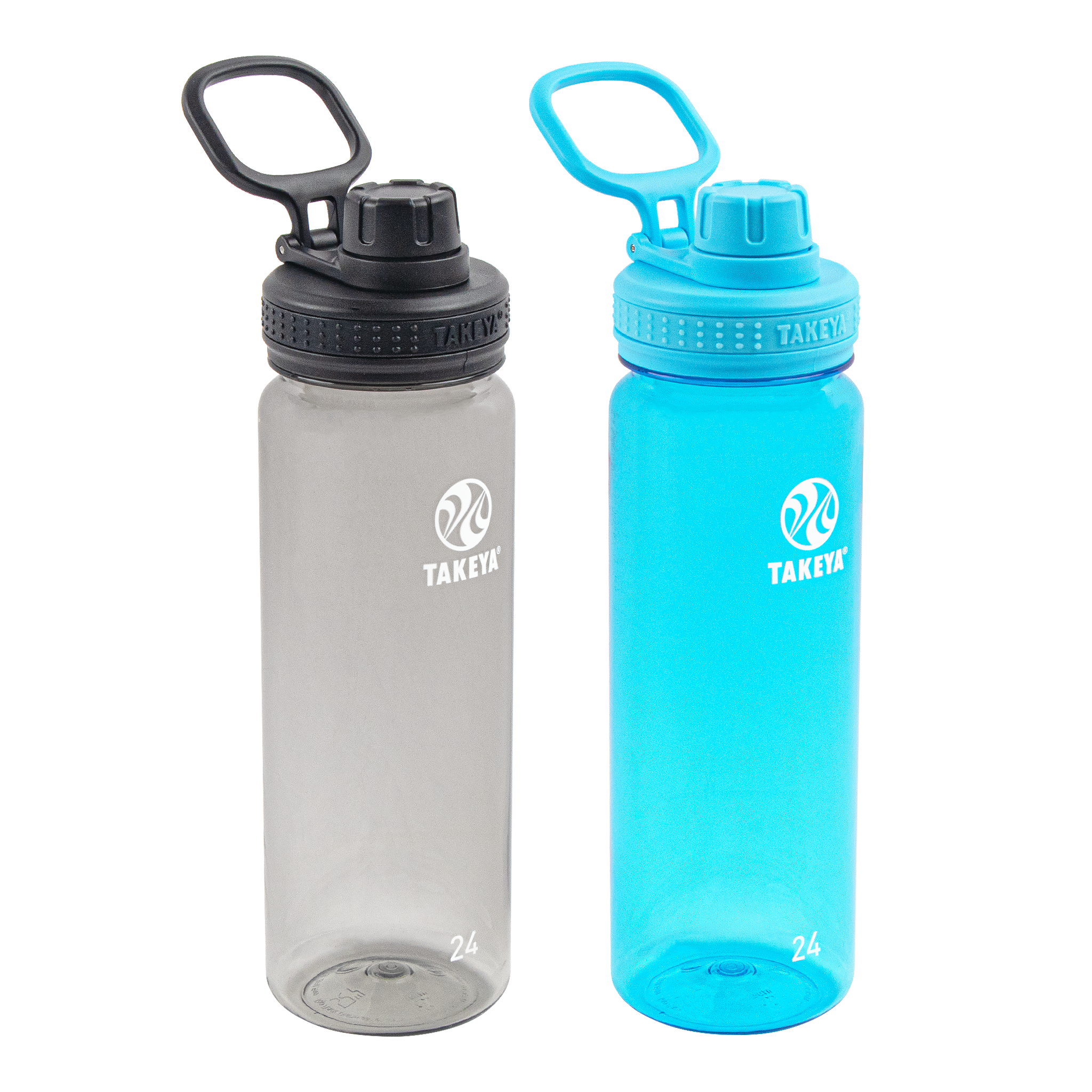 Takeya USA 24 oz Tritan Water Bottle With Spout Lid Two Pack 24oz in Stormy Black/Breezy Blue