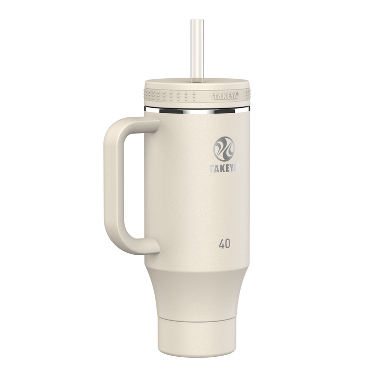 40oz Tumbler with Handle Oatmilk