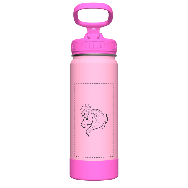 Actives Kids Glow In The Dark Water Bottle With Straw Lid - customized