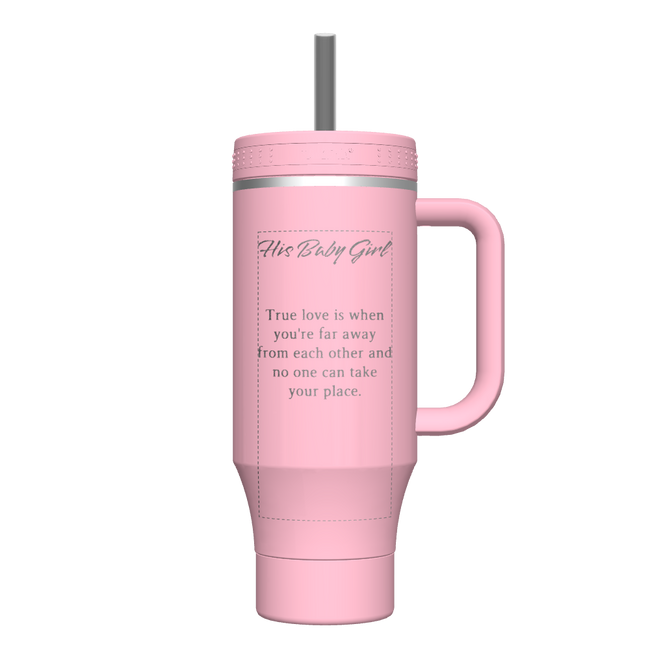 40 oz Tumbler with Handle Blush - customized