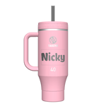 40 oz Tumbler with Handle Blush - customized