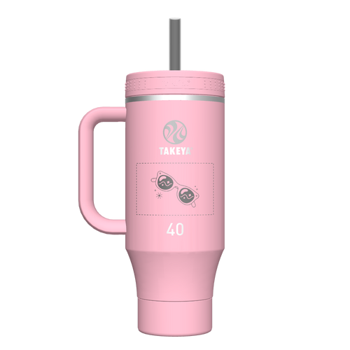 40 oz Tumbler with Handle Blush - customized