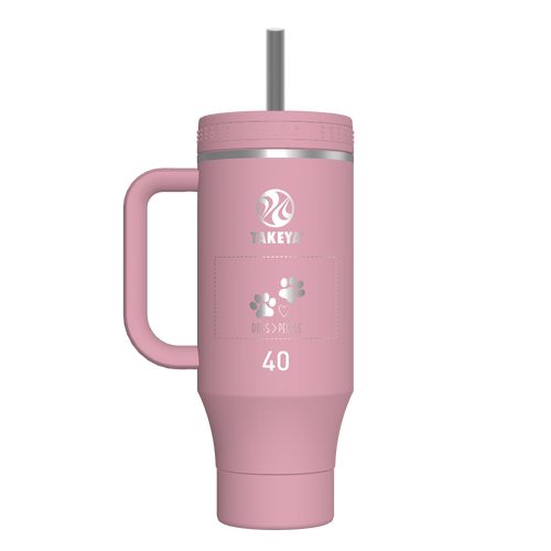 40oz Tumbler with Handle Blush - customized