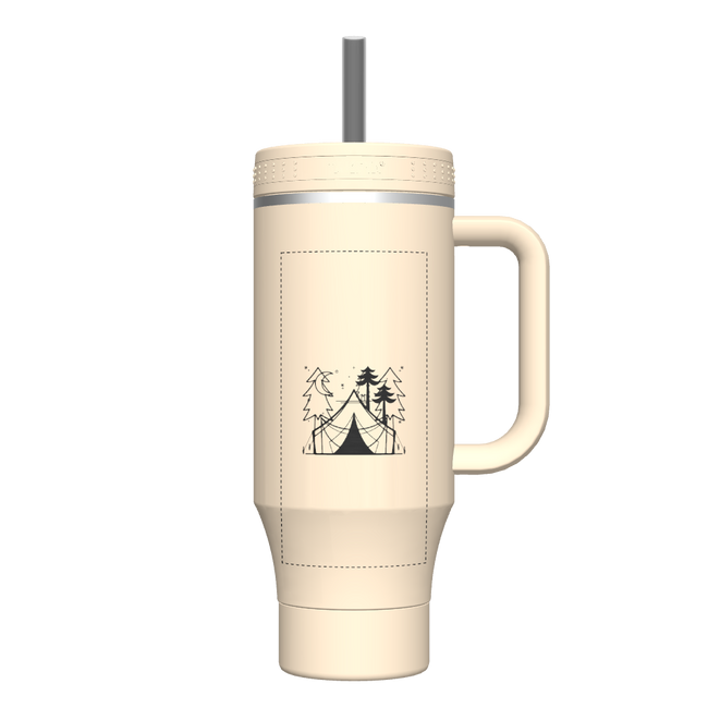 40oz Tumbler with Handle Oatmilk - customized