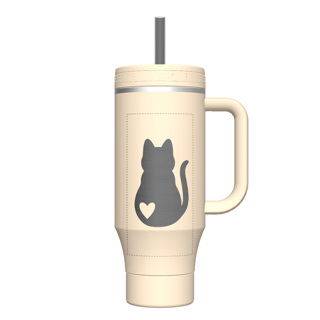 40oz Tumbler with Handle Oatmilk - customized