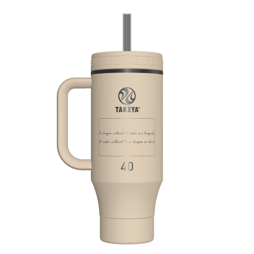 40oz Tumbler with Handle Oatmilk - customized