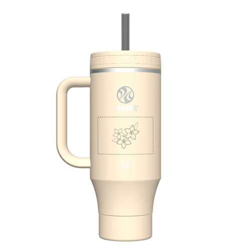40oz Tumbler with Handle Oatmilk - customized