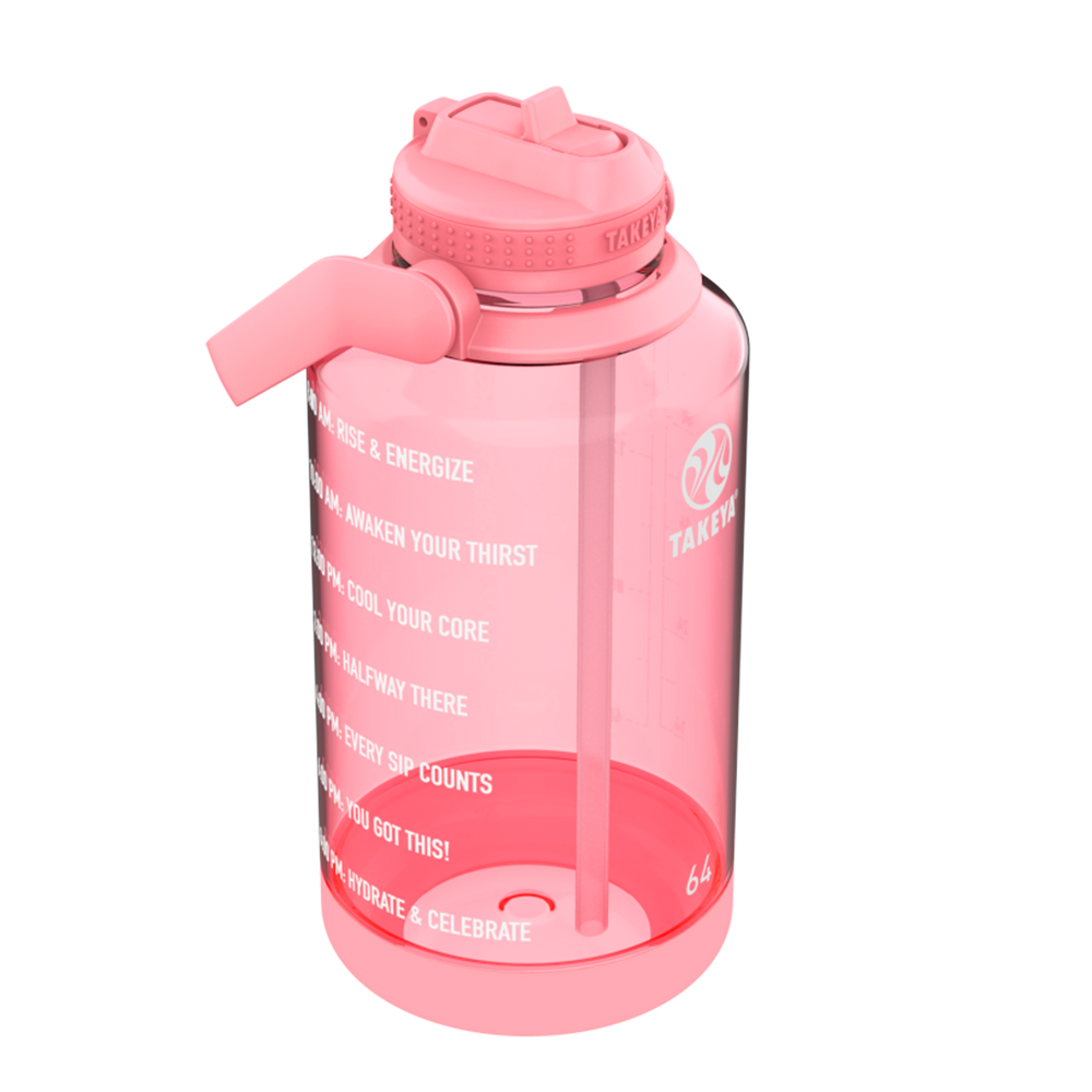 64 oz Water Bottle with Straw Pink Turquoise