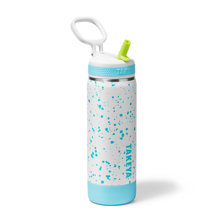 Glow in The Dark Sport Kids Water Bottle Confetti with Straw Lid