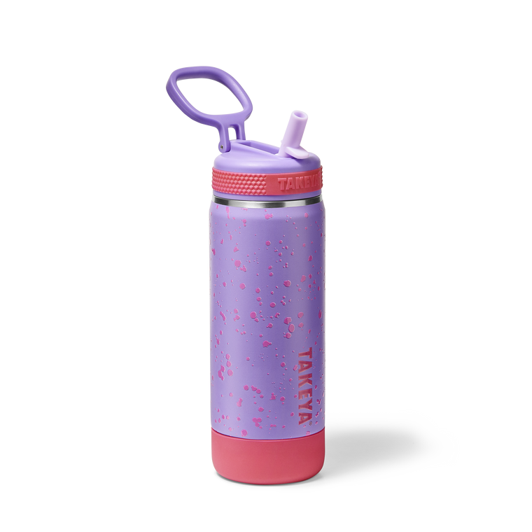 Glow in The Dark Sport Kids Water Bottle Confetti with Straw Lid