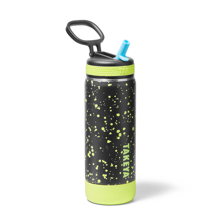 Glow in The Dark Sport Kids Water Bottle Confetti with Straw Lid