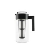 One Size Black Pitcher Lid and Handle with empty pitcher.