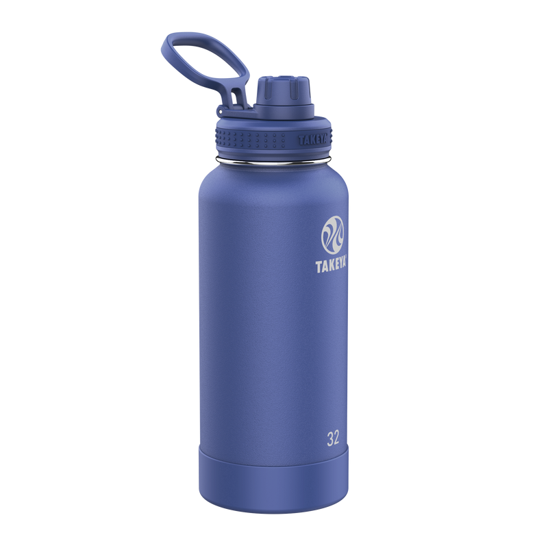 Takeya Pickleball Insulated 32 oz. Water Bottle with Sport Spout Lid, Rally Blue