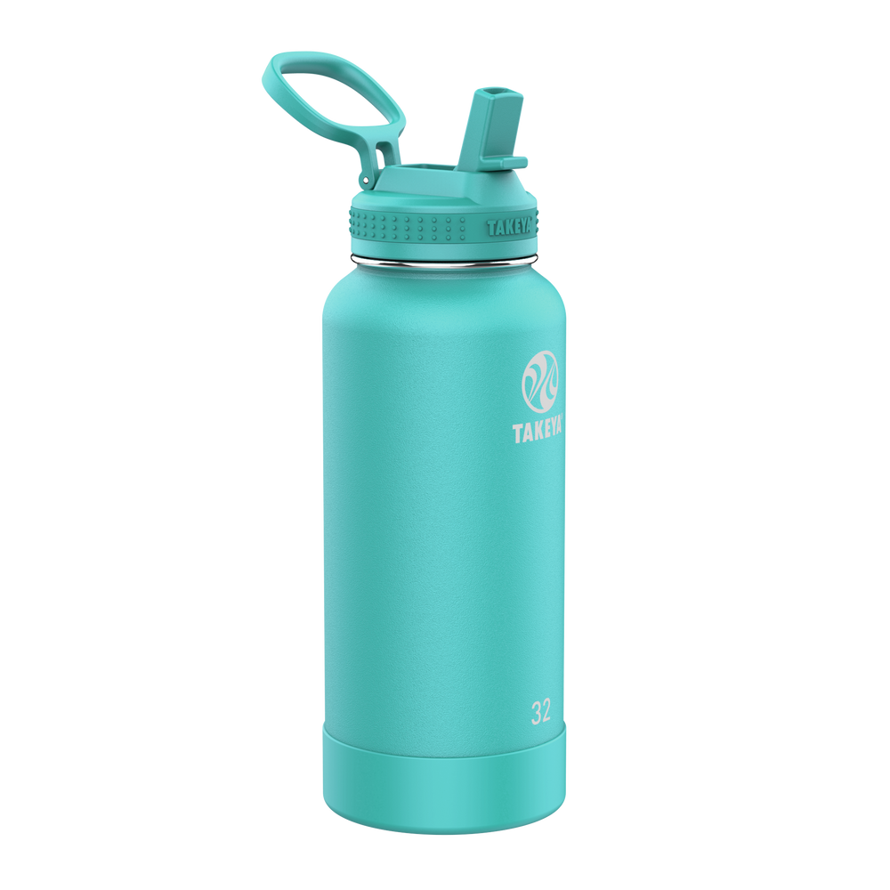 hydro flask 20 oz straw lid coffee mug used water bottle green/blue nice