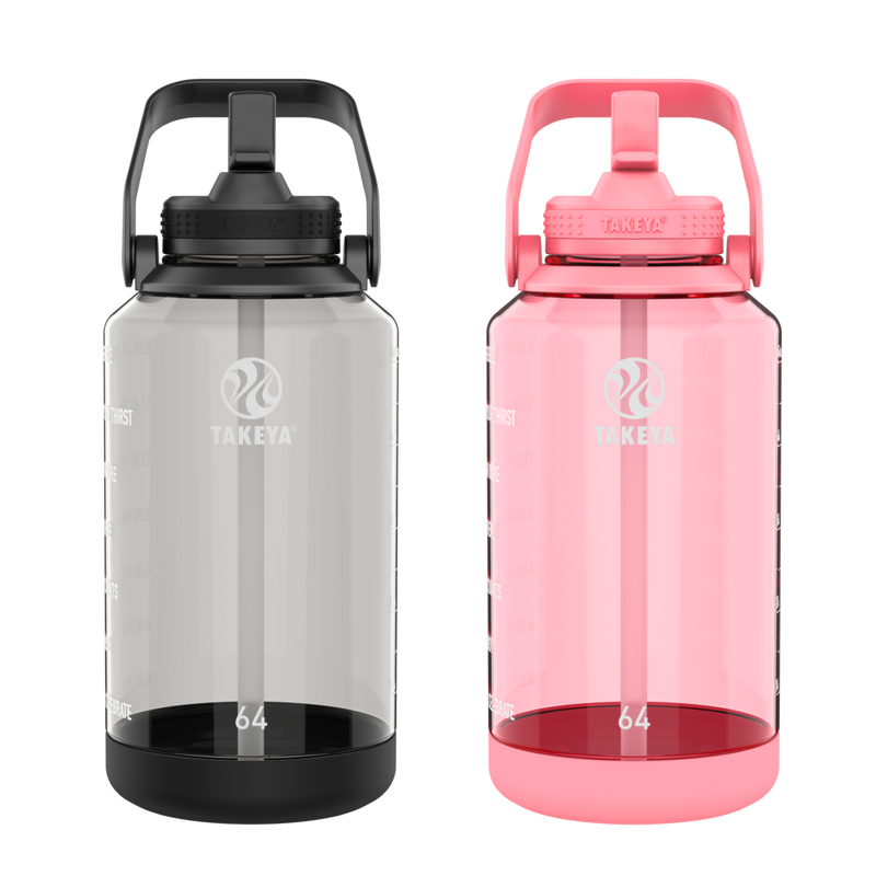 Glass Water Bottles with Straw, 24Oz Water Bottle with 2 Lids